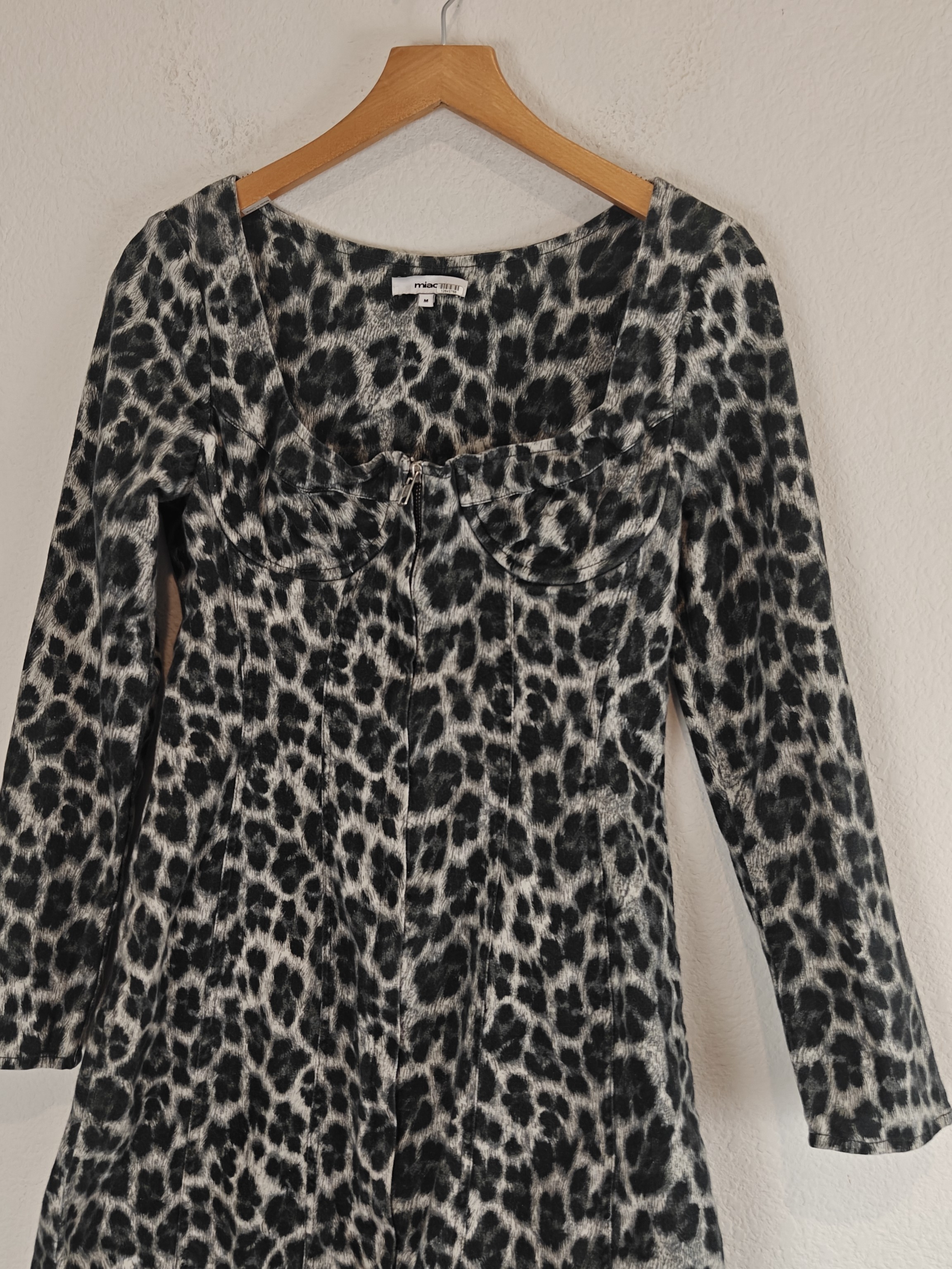 Miaou Dree Dress M Grey & Black Bodycon Zip Front Y2k It Girl Fall Mini — image 6 of 8